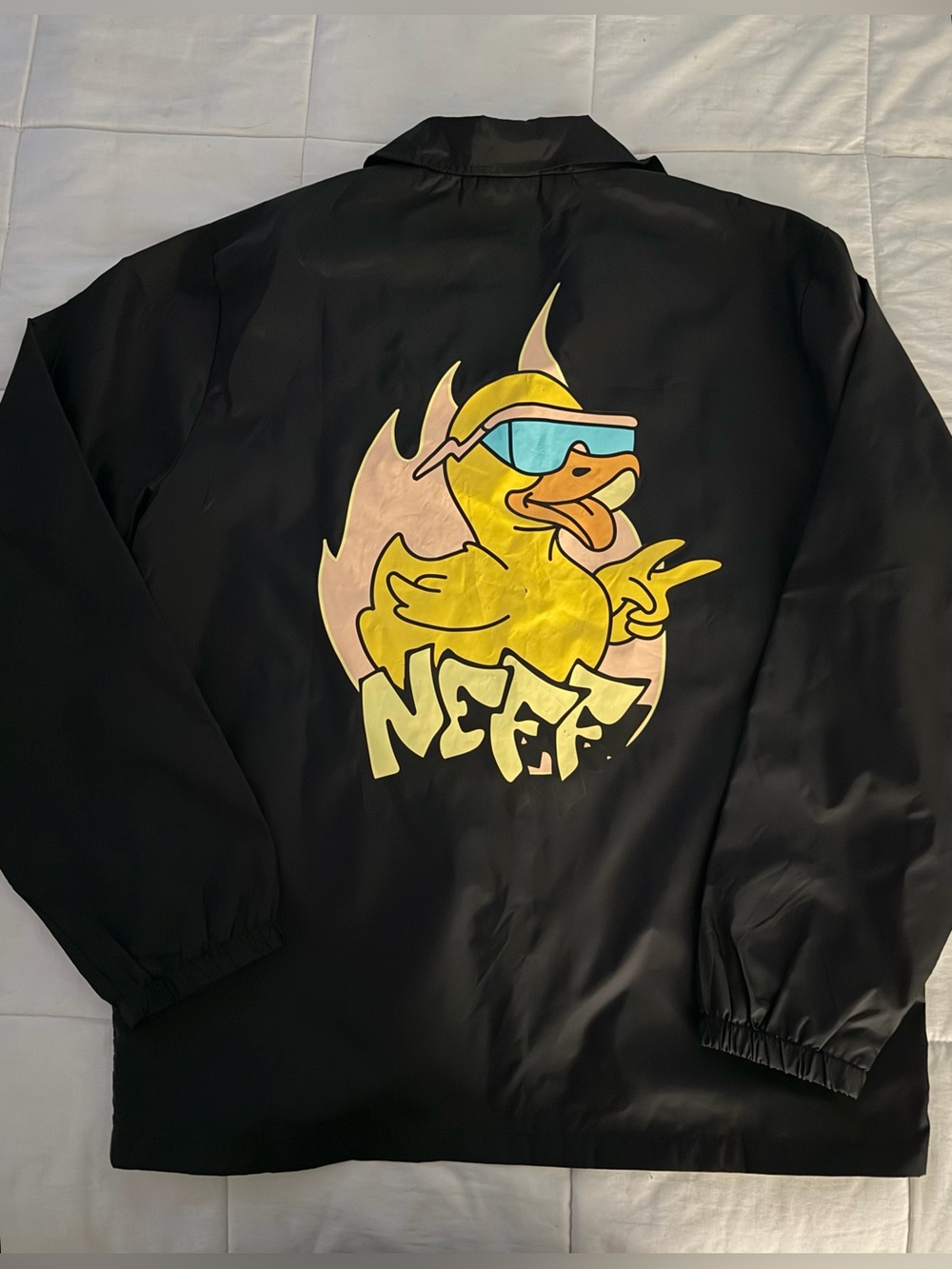 Neff Black Windbreaker with Yellow Duck Graphic - XL